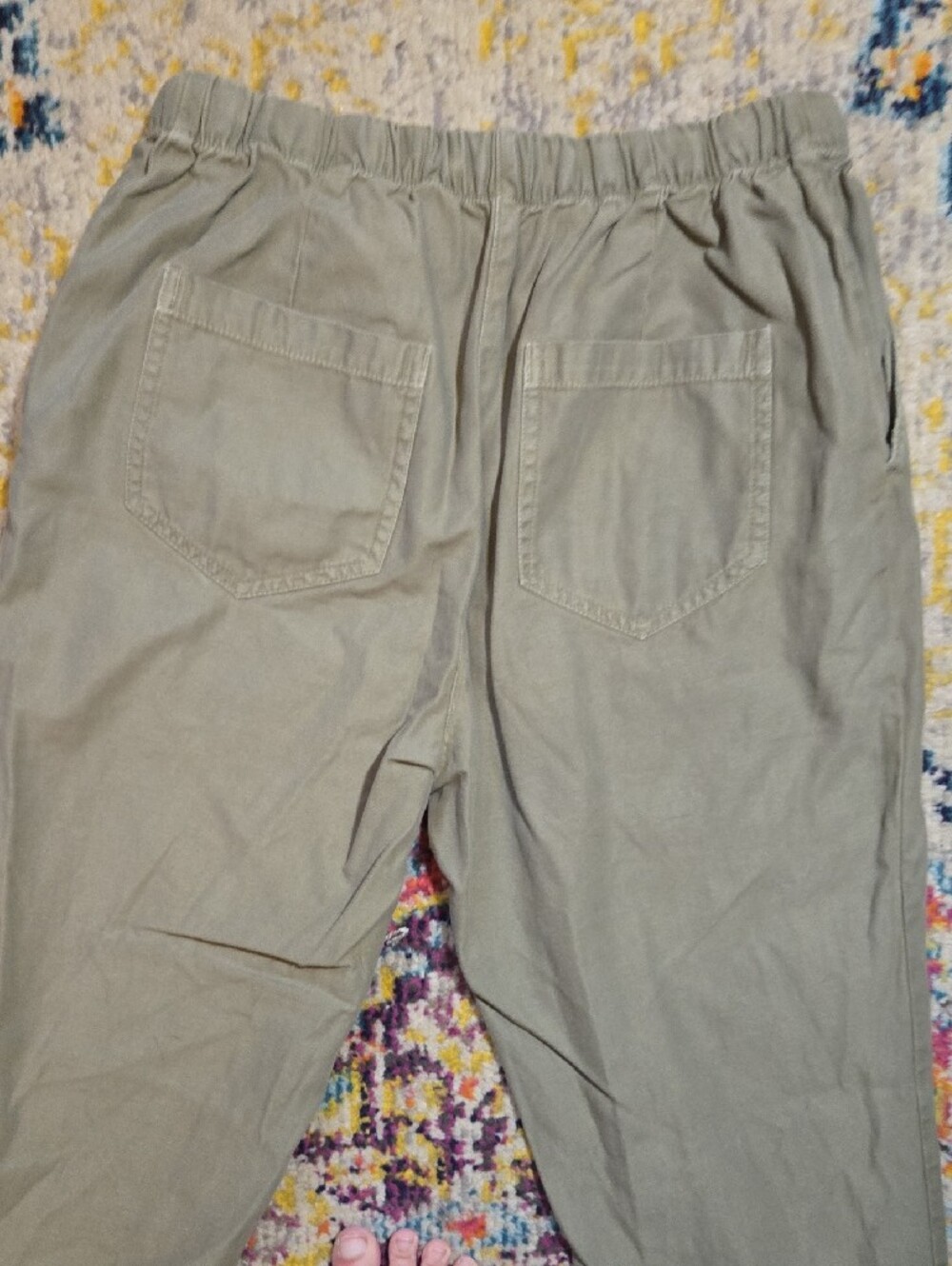 Zara Linen Blend Patchwork Cargo Pants Olive Green Size 6 - Picture 5 of 5